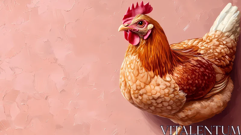 AI ART Realistic Chicken Art on Pink Background