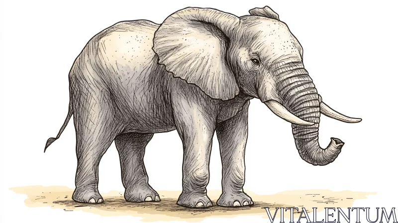 AI ART Elephant Drawing and Wildlife Art