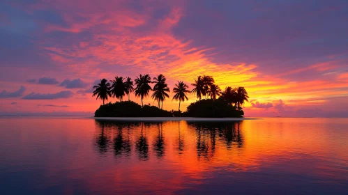 Tropical Paradise Island Sunset Reflection