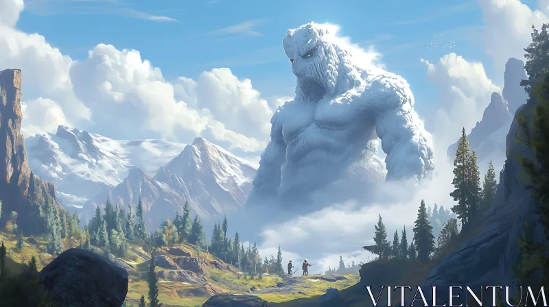 AI ART Colossal Giants Among Mountain Peaks