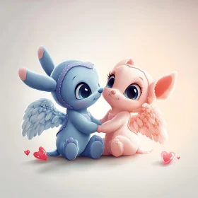 Angelic Cartoon Creatures in Love