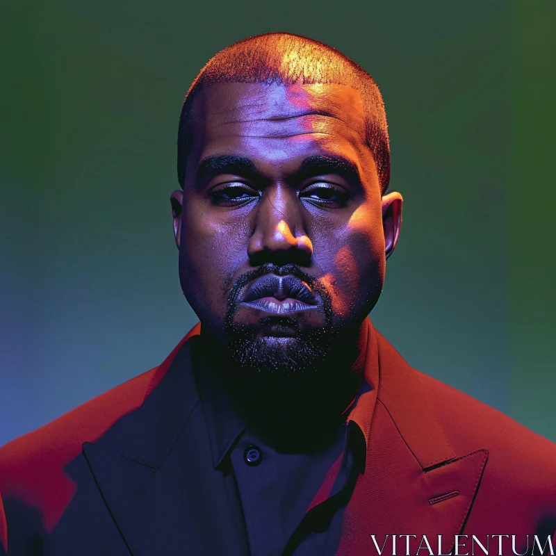 AI ART Highlighted Kanye West Portrait