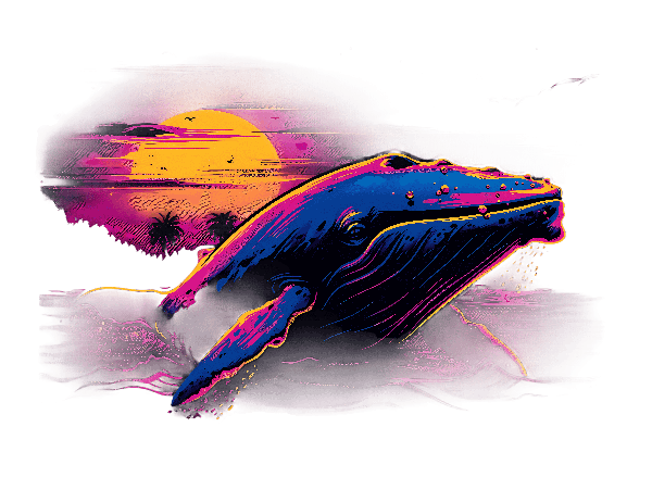 POD Design Sunset Whale T-Shirt Art