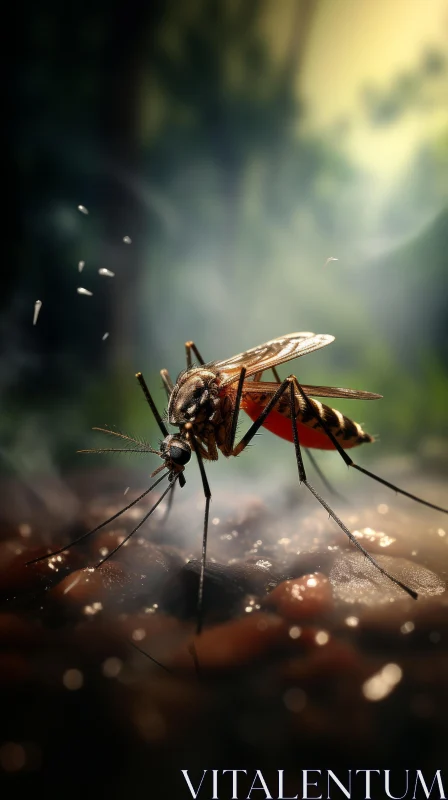 Photorealistic Mosquito Image in Dark Gold and Red AI Image