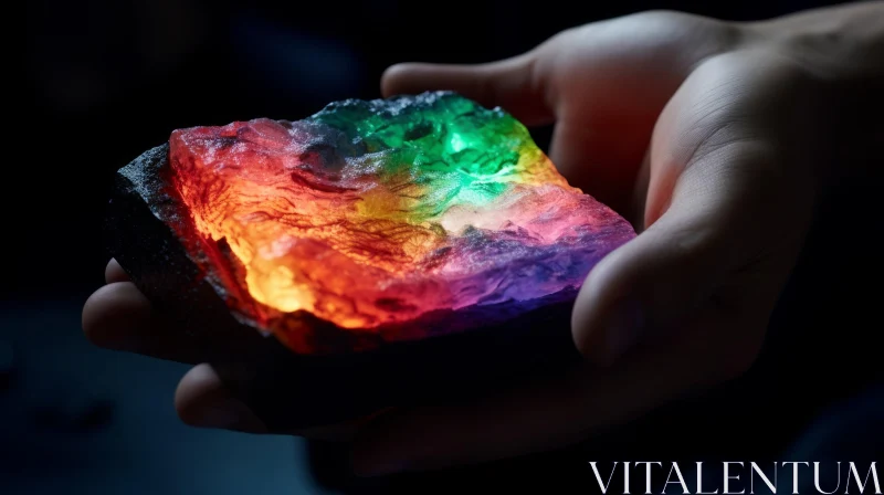 Rainbow Rock: A Stunning Fusion of Technology and Nature AI Image