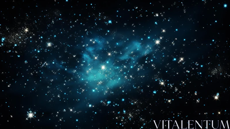 Stunning Blue Nebula Amidst Star Cluster AI Image
