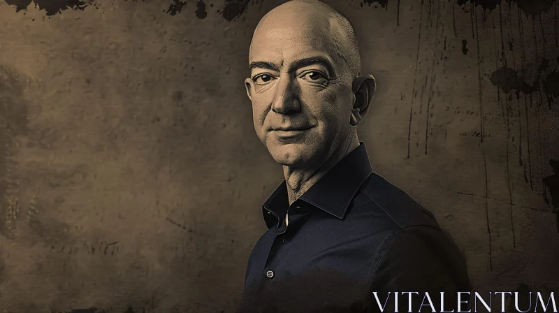 Jeff Bezos' Charismatic Portrait in Rustic Setting AI Image