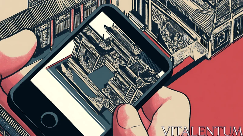 Architectural View Through Phone Screen AI Image