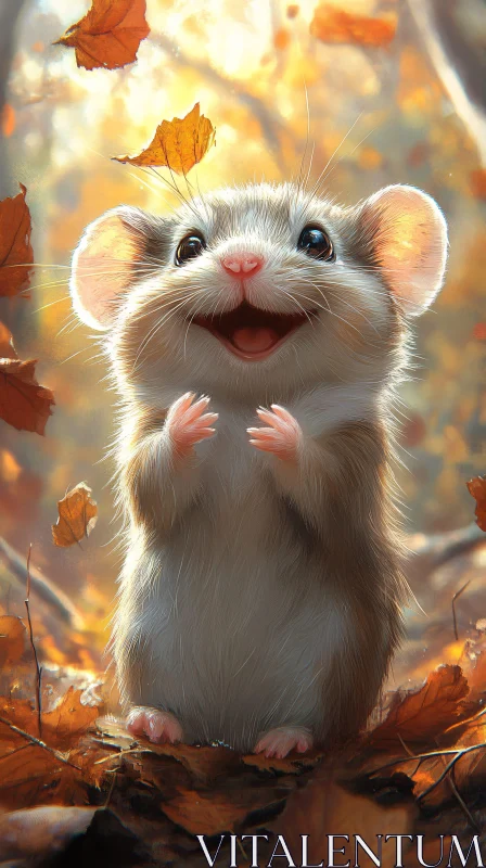 Joyful Mouse and Falling Leaves