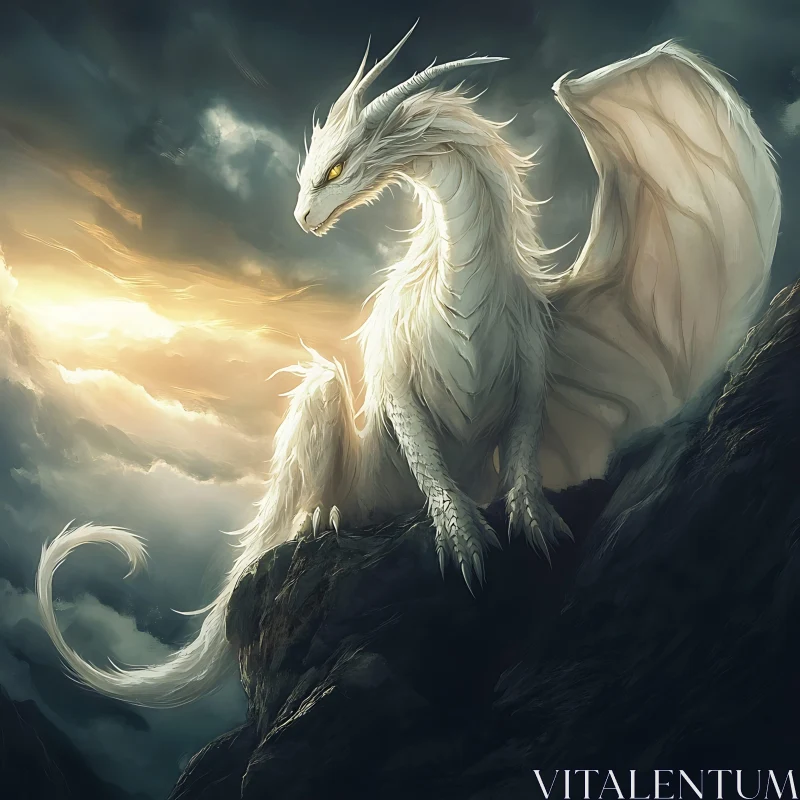 Albino Dragon on Mountain Top