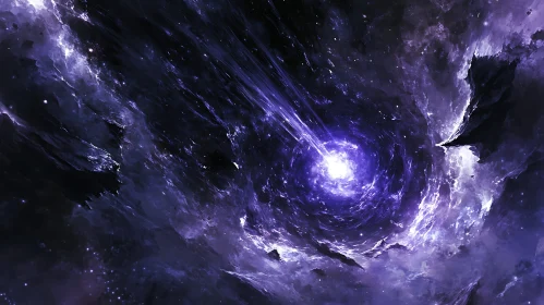 Swirling Purple Galaxy with Radiant Light
