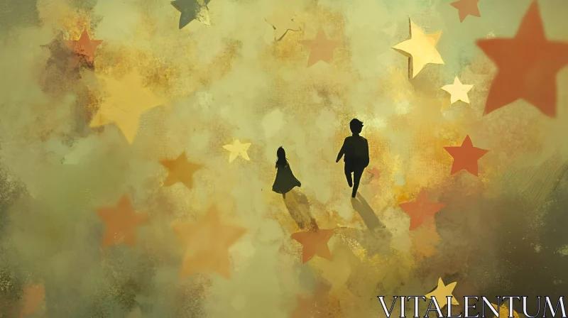 Silhouette Among Stars Artistic Dreamscape AI Image