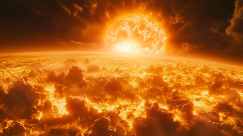 Burning Planet with Clouds