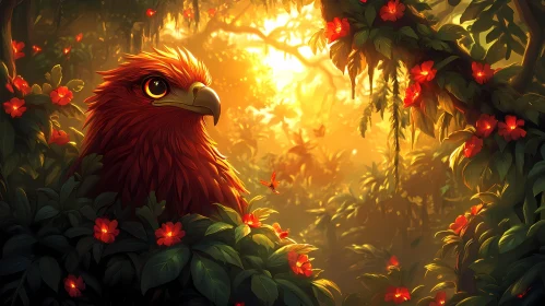 Sunlit Tropical Bird Scene