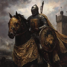Armored Knight Riding Horse
