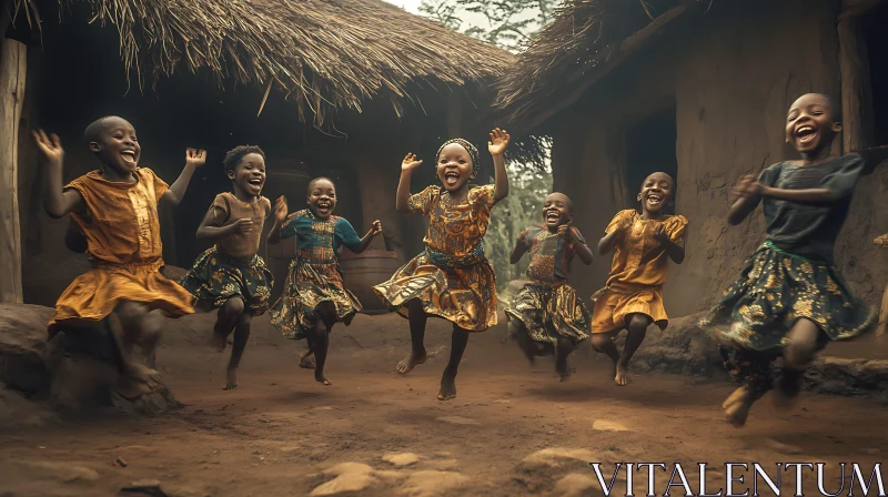 Children's Joyful Celebration in African Village