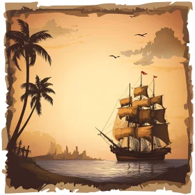 Old Ship Sailing in the Sea