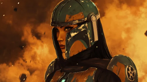 Armored Woman Warrior Portrait