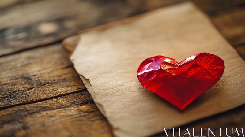 Crimson Heart's Whisper on Aged Paper