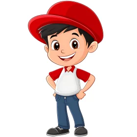 Smiling Young Boy Cartoon Character