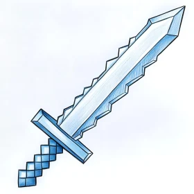Blue Pixel Sword Drawing