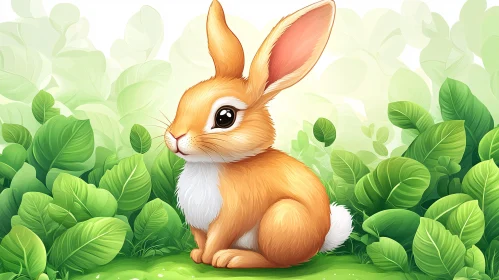 Cute Rabbit with Leaves Art