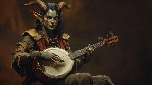 Fantasy Tiefling Playing Music