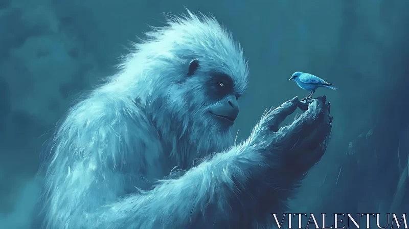 Abominable Snowman with Blue Bird
