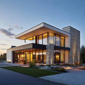 Minimalist Luxury Home with Glass and Stone Exterior