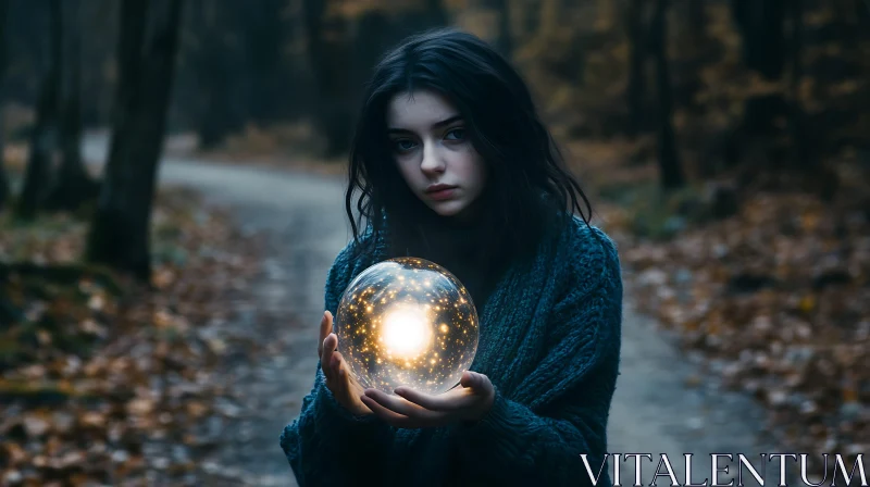 Enchanting Forest Scene with Magic Orb