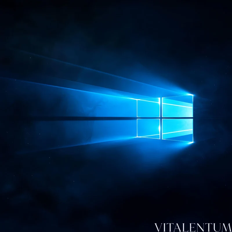 Illuminated Window and Light Rays on Dark Background
