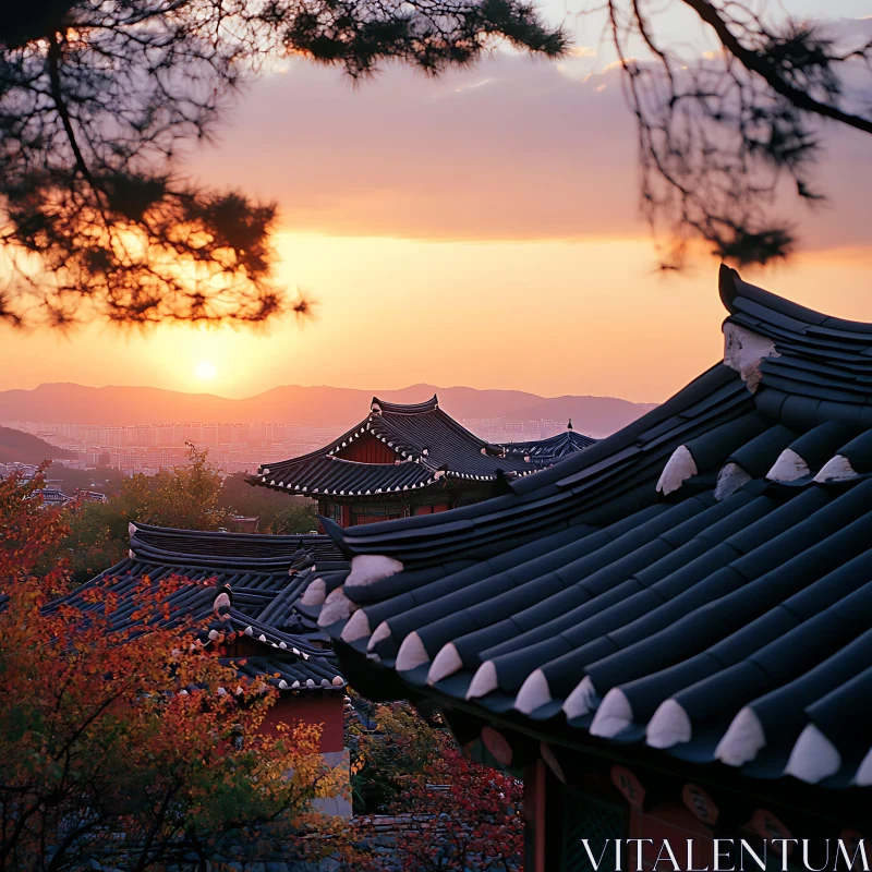 Korean Architecture at Sunrise