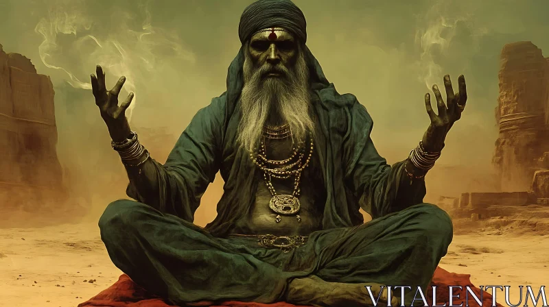 Serene Meditation Man in Desert Scene