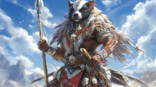 Anthropomorphic Badger Warrior with Spear