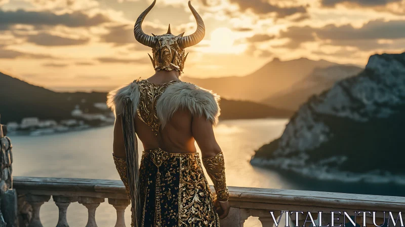 Horned Figure at Sunset