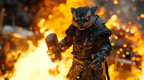 Armored Animal Warrior with Hammer