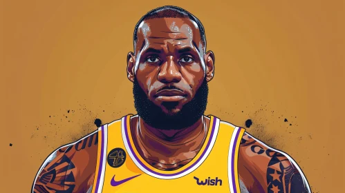 Illustration of LeBron James in Basketball Attire