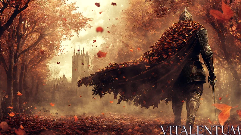 Autumnal Knight in Forest Scene