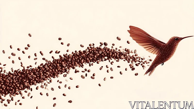Hummingbird Made of Coffee Beans