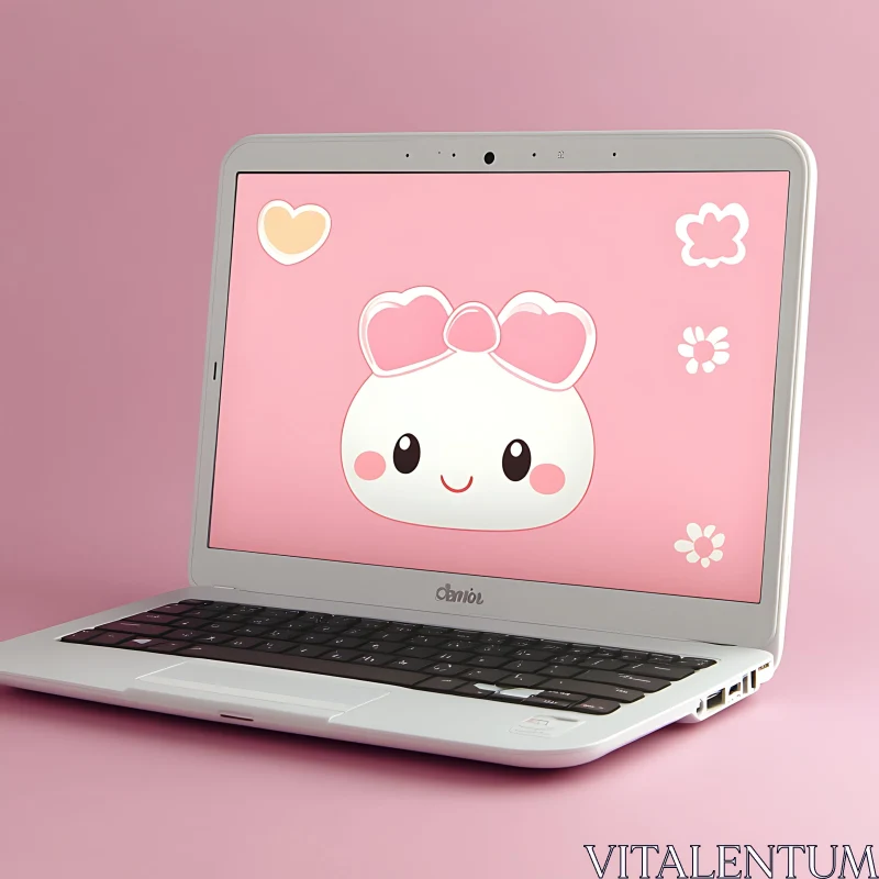 Adorable Cartoon Character on Laptop Screen AI Image