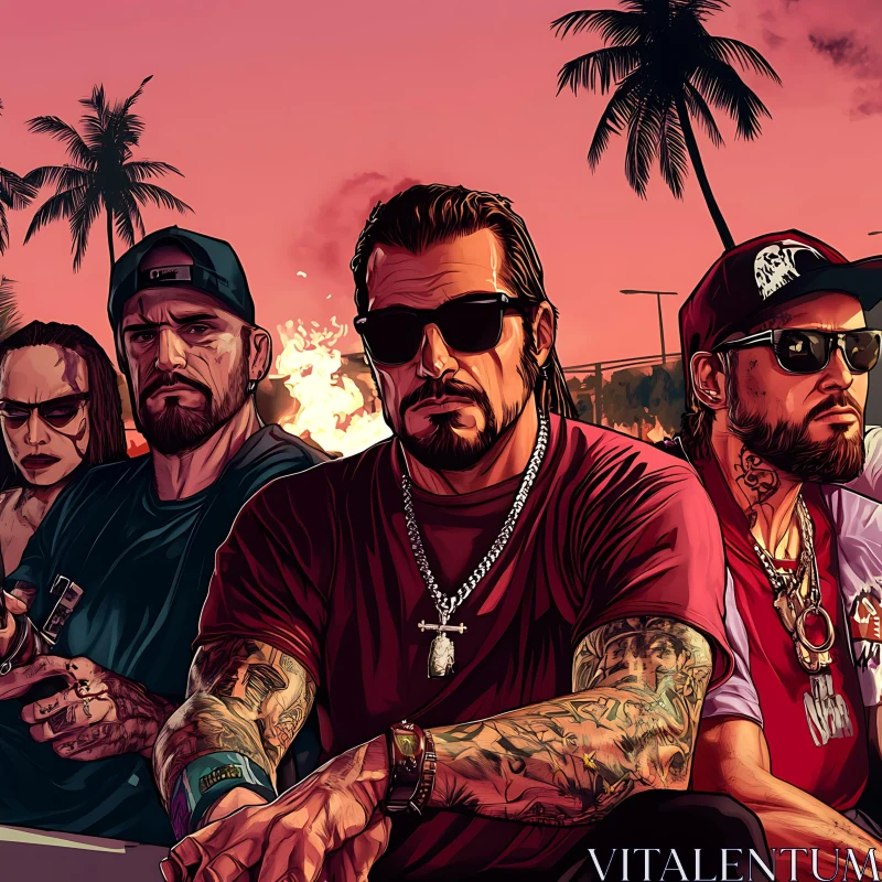 Tattooed Group at Sunset