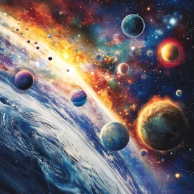 Celestial Orbs in the Starry Sky