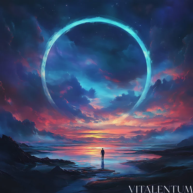 Ethereal Ring and Silhouette AI Image