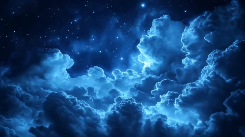 Starry Night Blue Cloudscape