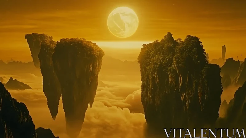 Celestial Peaks Under Lunar Glow