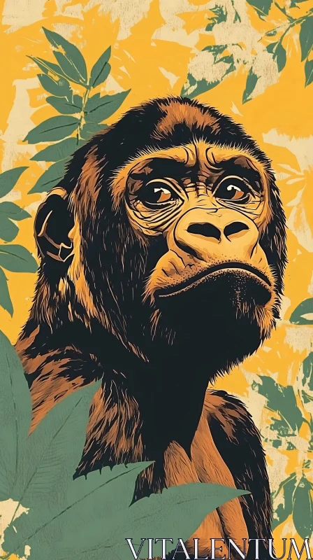 Expressive Monkey Art with Jungle Theme AI Image