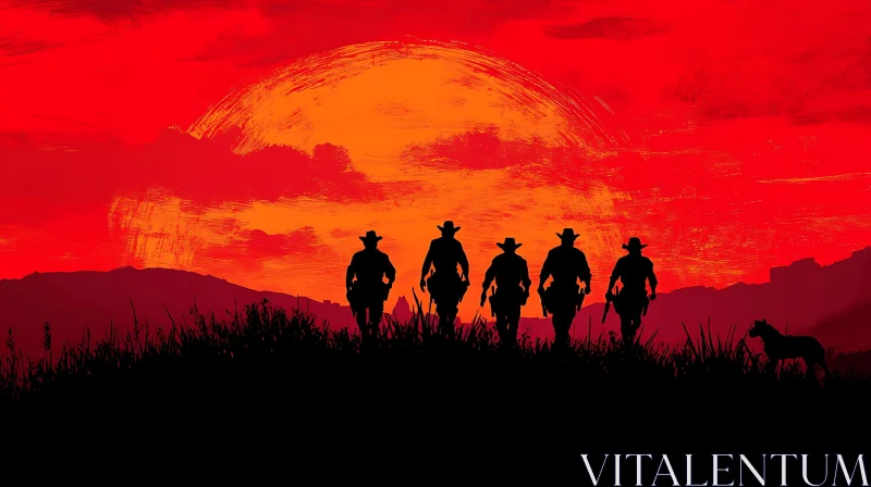 Western Silhouette Under Red Sky