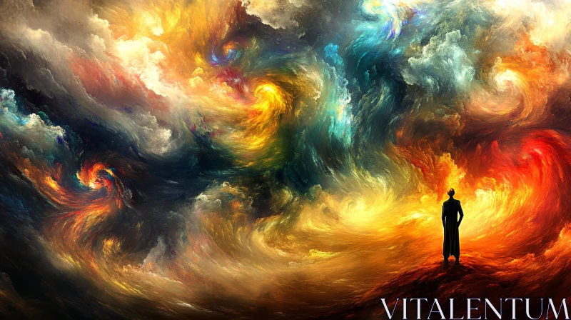 AI ART Colorful Abstract Landscape with Man