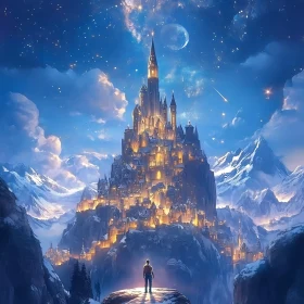Mountain Castle at Night