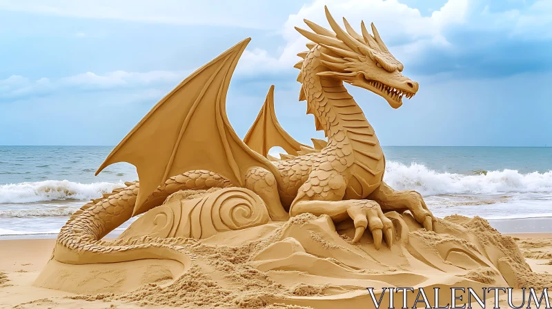 Coastal Dragon Sand Art AI Image